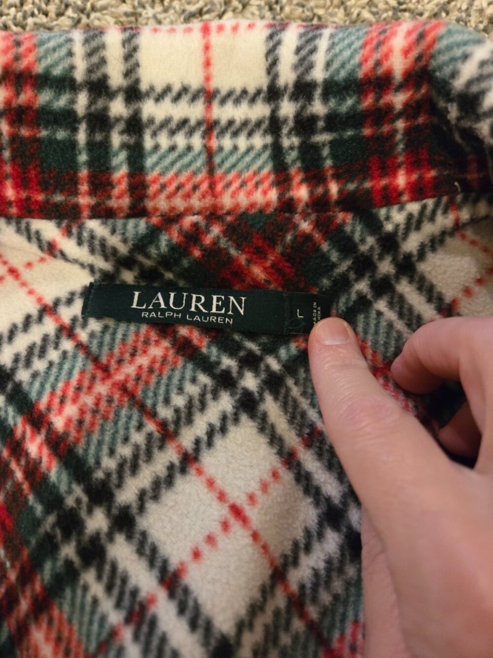 Lauren Ralph Lauren Tartan Plaid Monogram Fleece Pajamas L - Picture 4 of 6